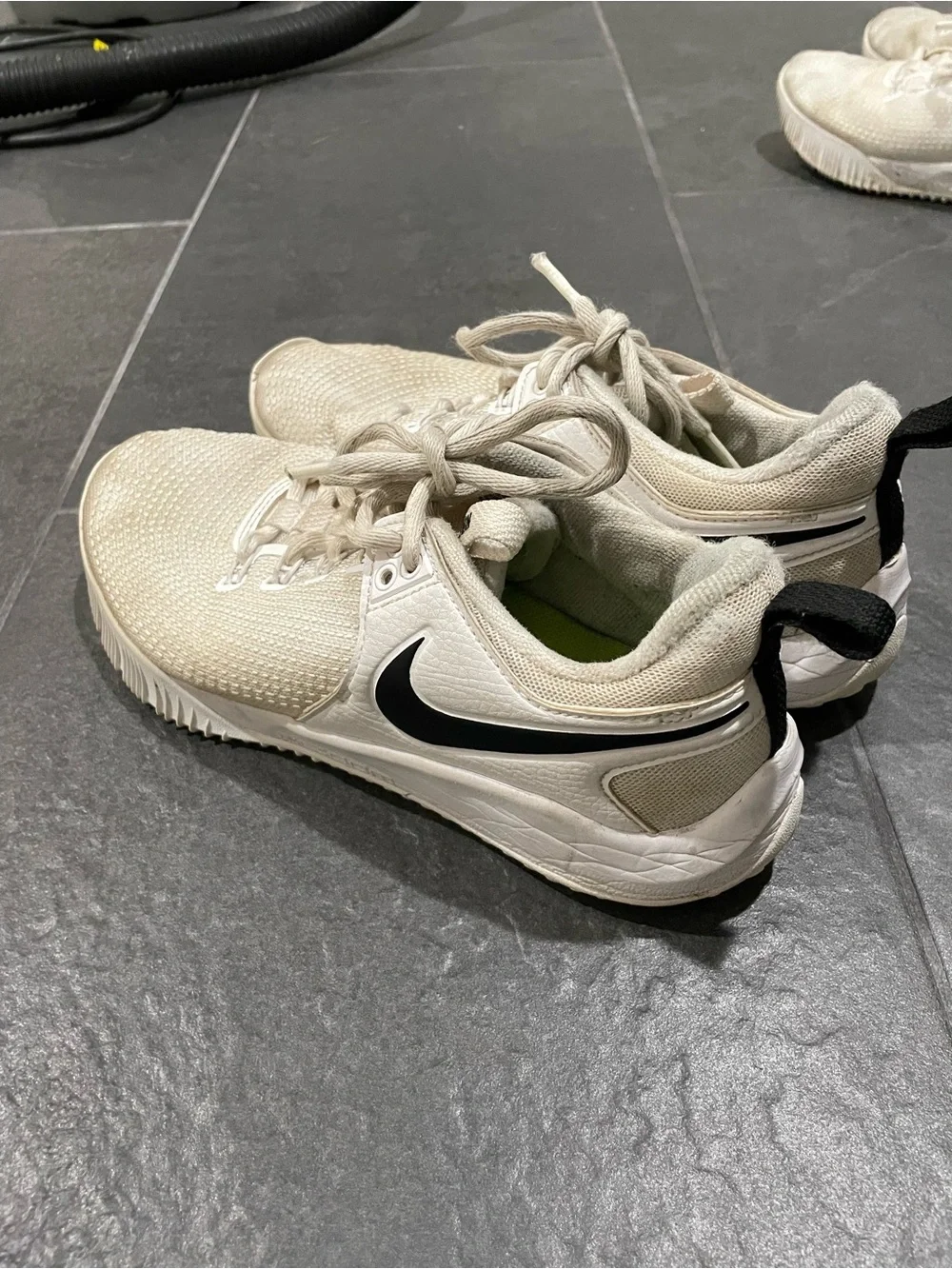 Nike White Trainers with Black Swoosh